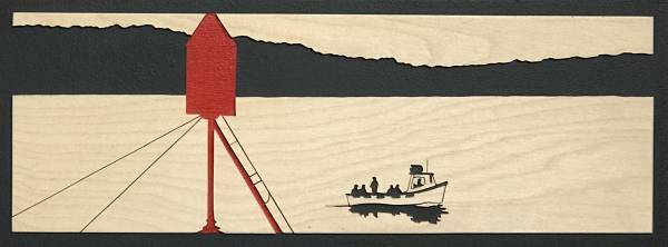 - a , woodcut Sculpture by Rob Braybrooks, measuring 15 x 40 cm (H x W) £300